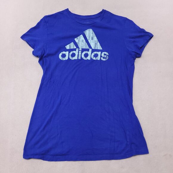 Adidas Casual Short Sleeve Pullover Graphic T Shirt Womens Size Medium M Blue - Picture 2 of 11
